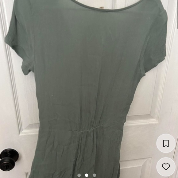 Sage green mini dress/ v neck/ barley warn/ size small - Picture 2 of 3